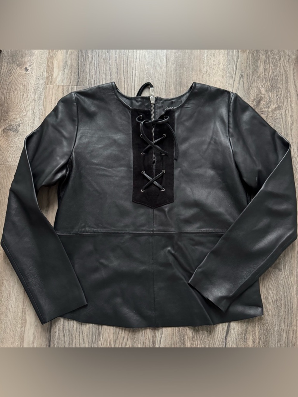 Stella Nova Black Lace-Up Faux Leather Women’s Jacket size 40